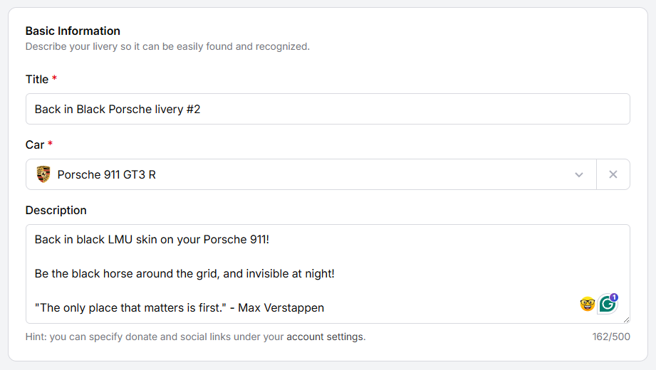 Fill in the basic information