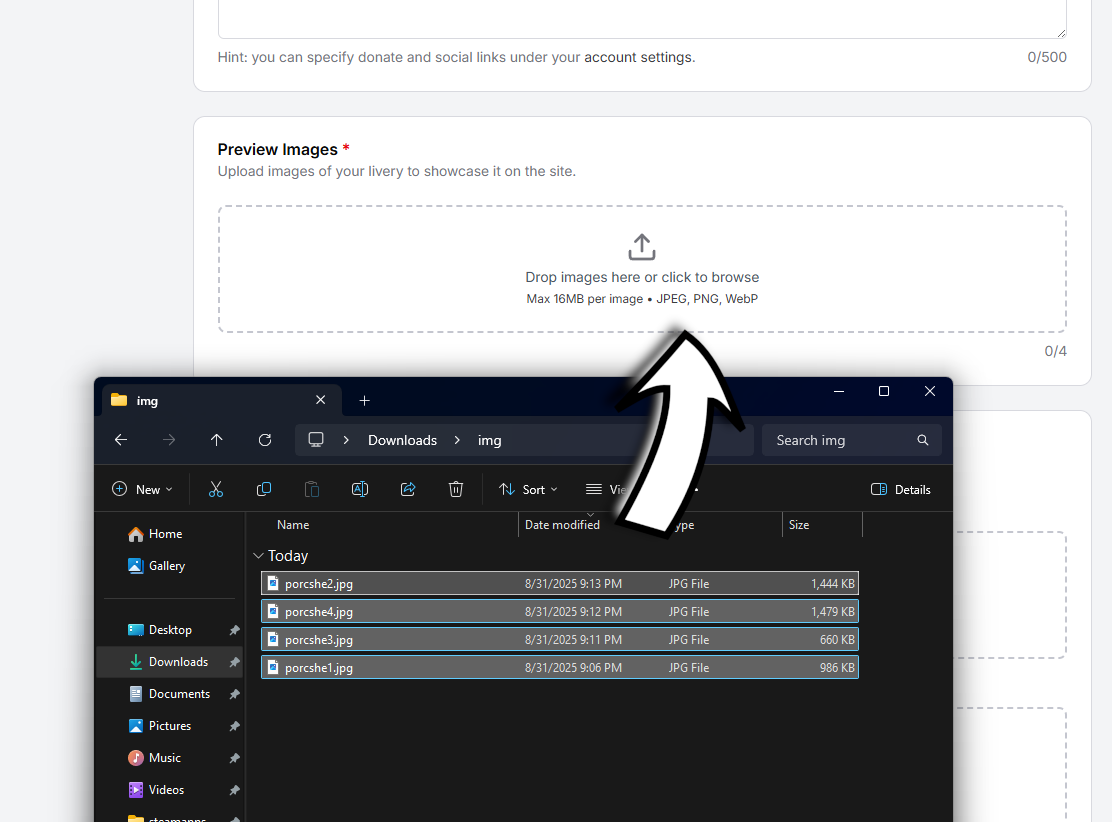 Upload preview images